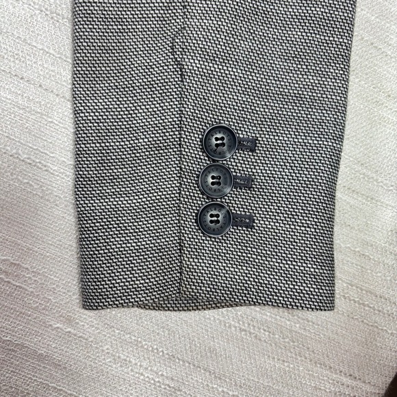 Talbots Blazer Gray Black Trimmed Houndstooth Career Jacket - Size 8 Classic - Picture 11 of 11